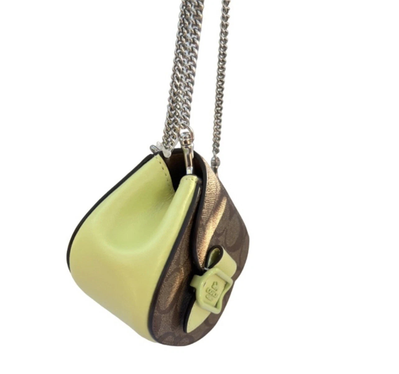 Coach CJ689 Morgan Card Case On A Chain In Signature Canvas - Khaki/Pale Lime