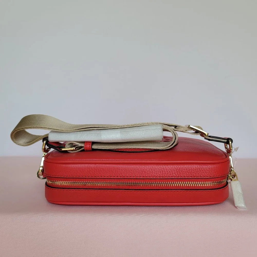 Michael Kors Fulton Pebbled Leather Crossbody Sangria