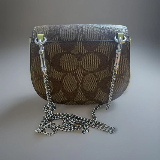 Coach CJ689 Morgan Card Case On A Chain In Signature Canvas - Khaki/Pale Lime