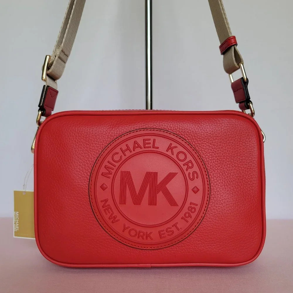 Michael Kors Fulton Pebbled Leather Crossbody Sangria