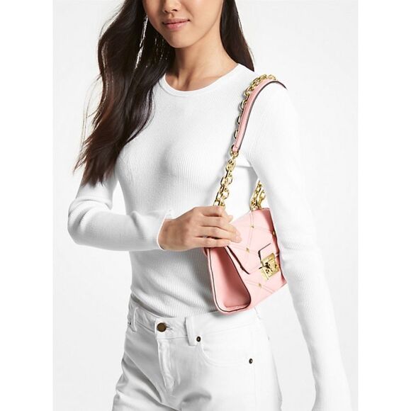 Michael Kors Serena Medium Flap Shoulder Bag In Powder Blush