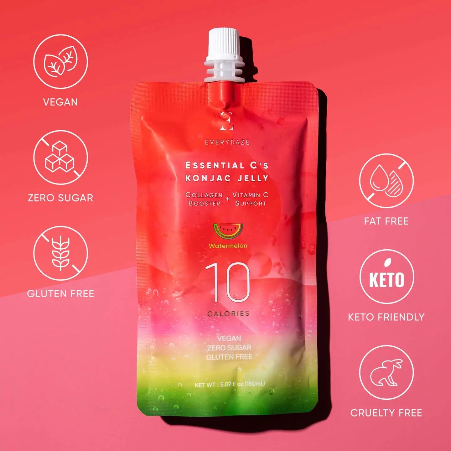 Essential C's Konjac Jelly - Watermelon - Box of 10 Packs